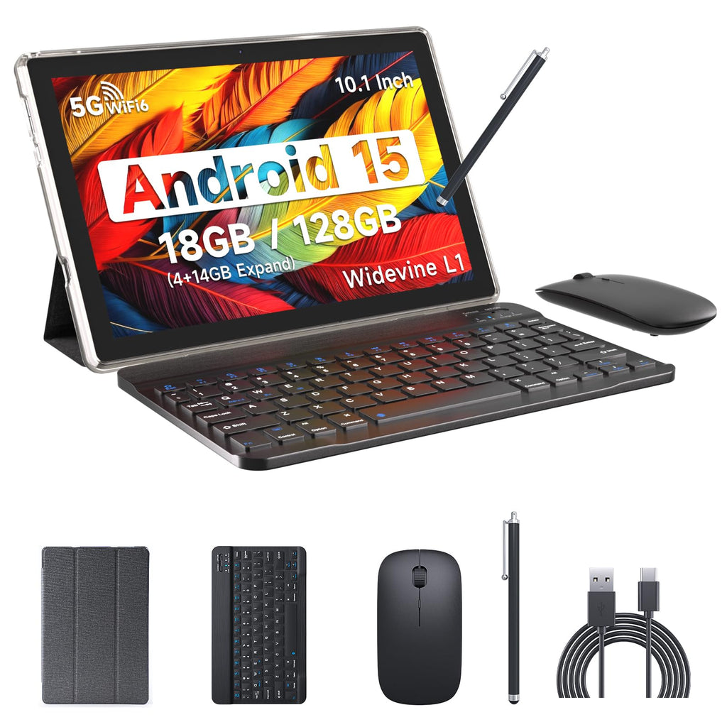 Android 15 Tablet 10 Inch 18GB RAM 128GB ROM Black H6216