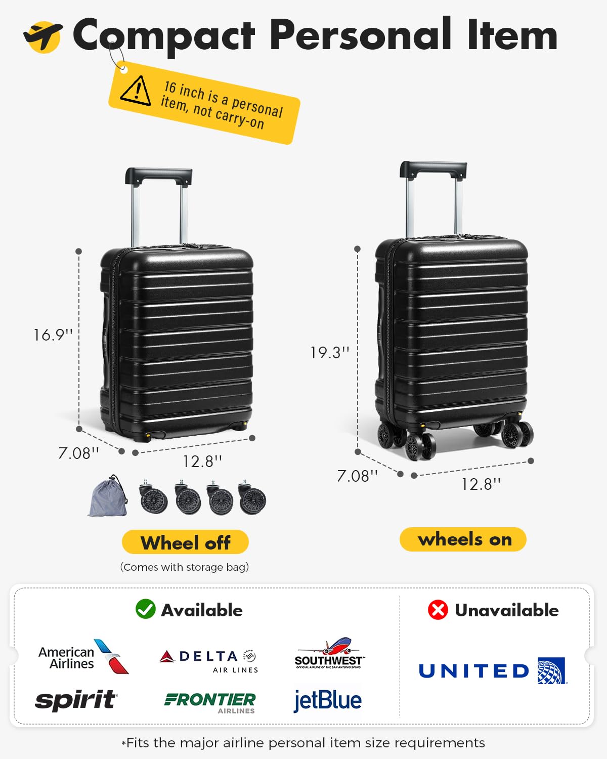 16 Inch Underseat Carry On Luggage B299