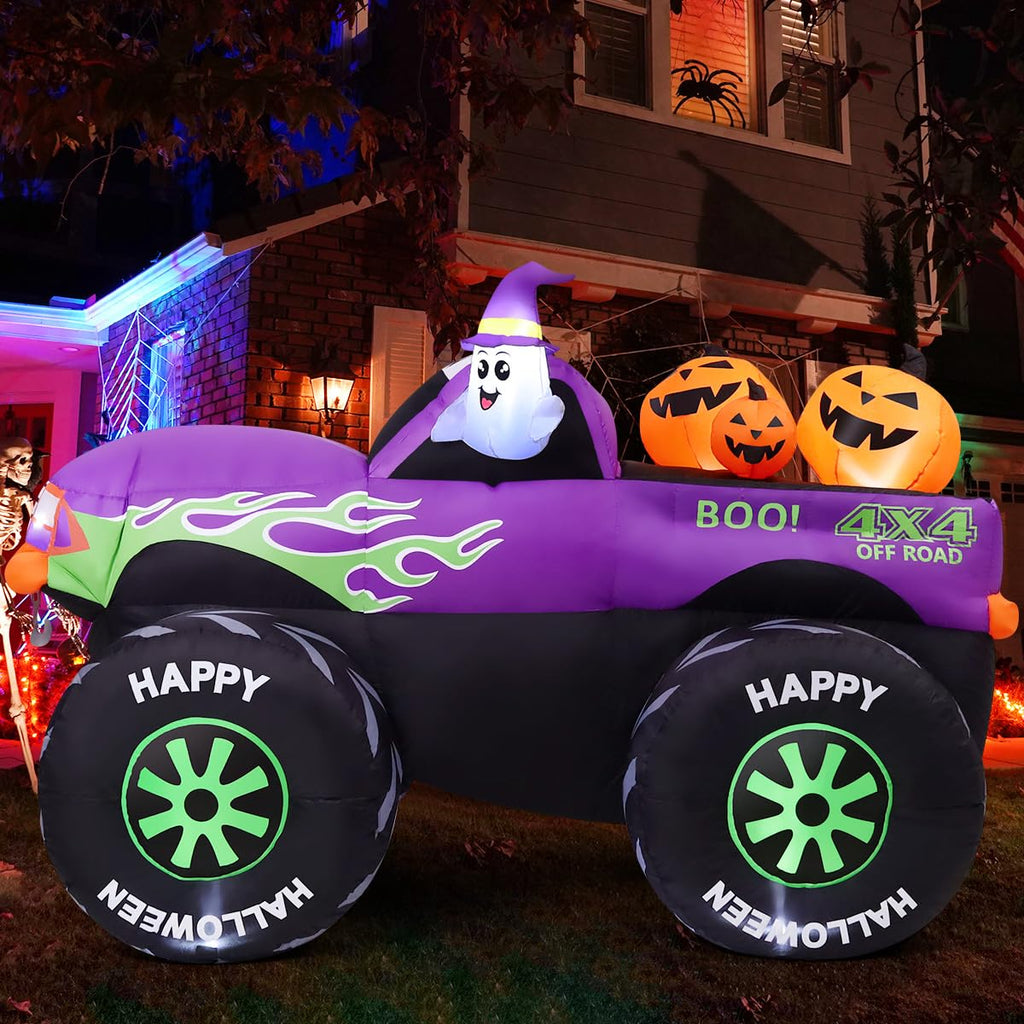 8 FT Halloween Inflatable Monster Truck with Built-in LEDs S187