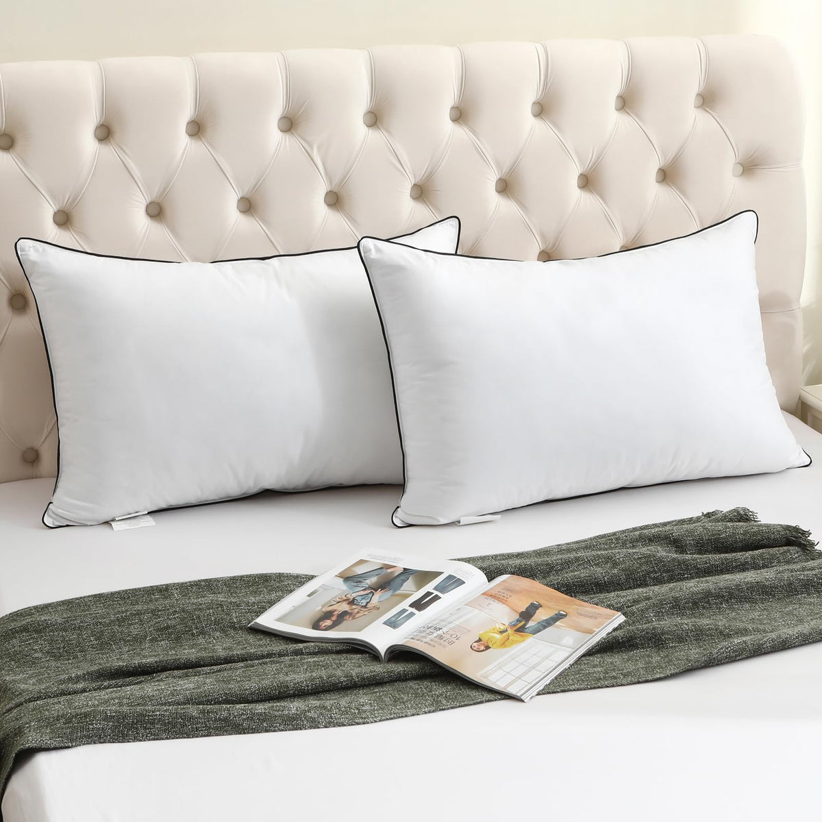 King Size Goose Feather Down Pillows Set of 2 G935