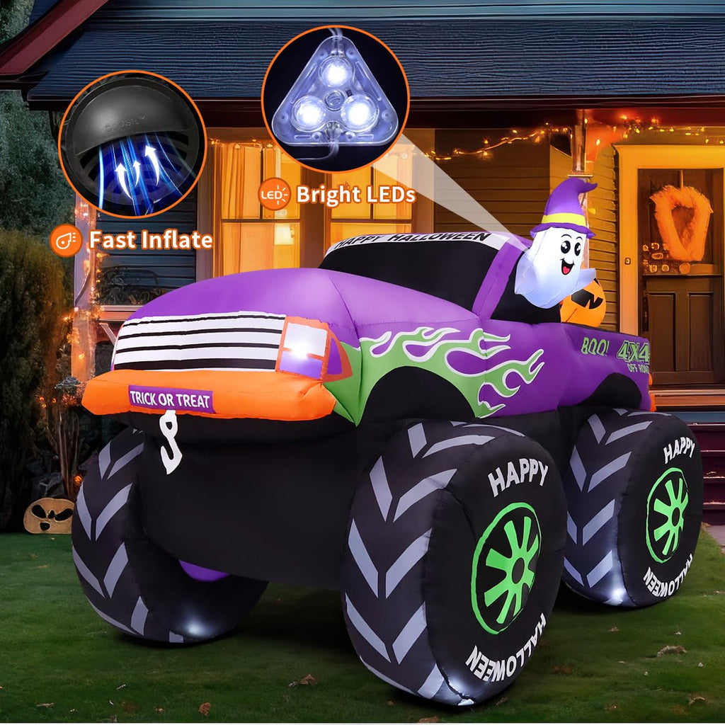 8 FT Halloween Inflatable Monster Truck with Built-in LEDs S187