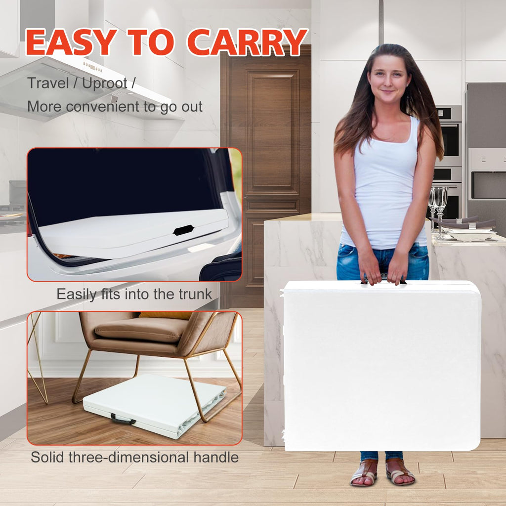 4Ft Portable Folding Table White O49760