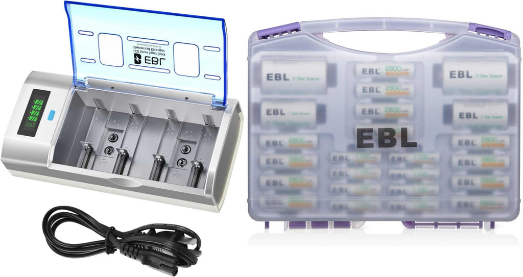 Universal Smart Battery Charger with 12 AA and 8 AAA Batteries B129