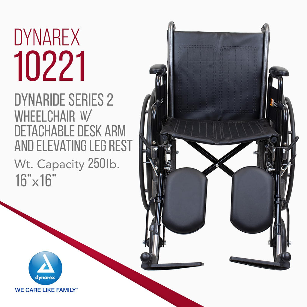 Silver 16 x 16 Wheelchair with Detachable Desk Arms and Elevating Leg Rests C1917