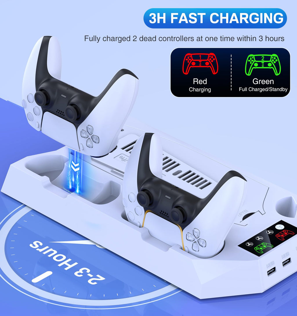PS5 Cooling Stand with Controller Charging Station, White T8833