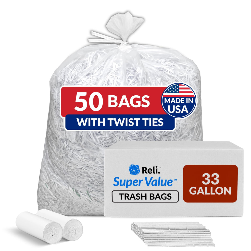 Clear Trash Bags with Twist Ties 50 Count Heavy Duty K52494