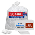 Clear Trash Bags with Twist Ties 50 Count Heavy Duty K52494