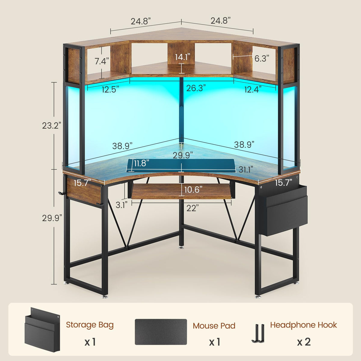 39" Corner Desk with Hutch B10571