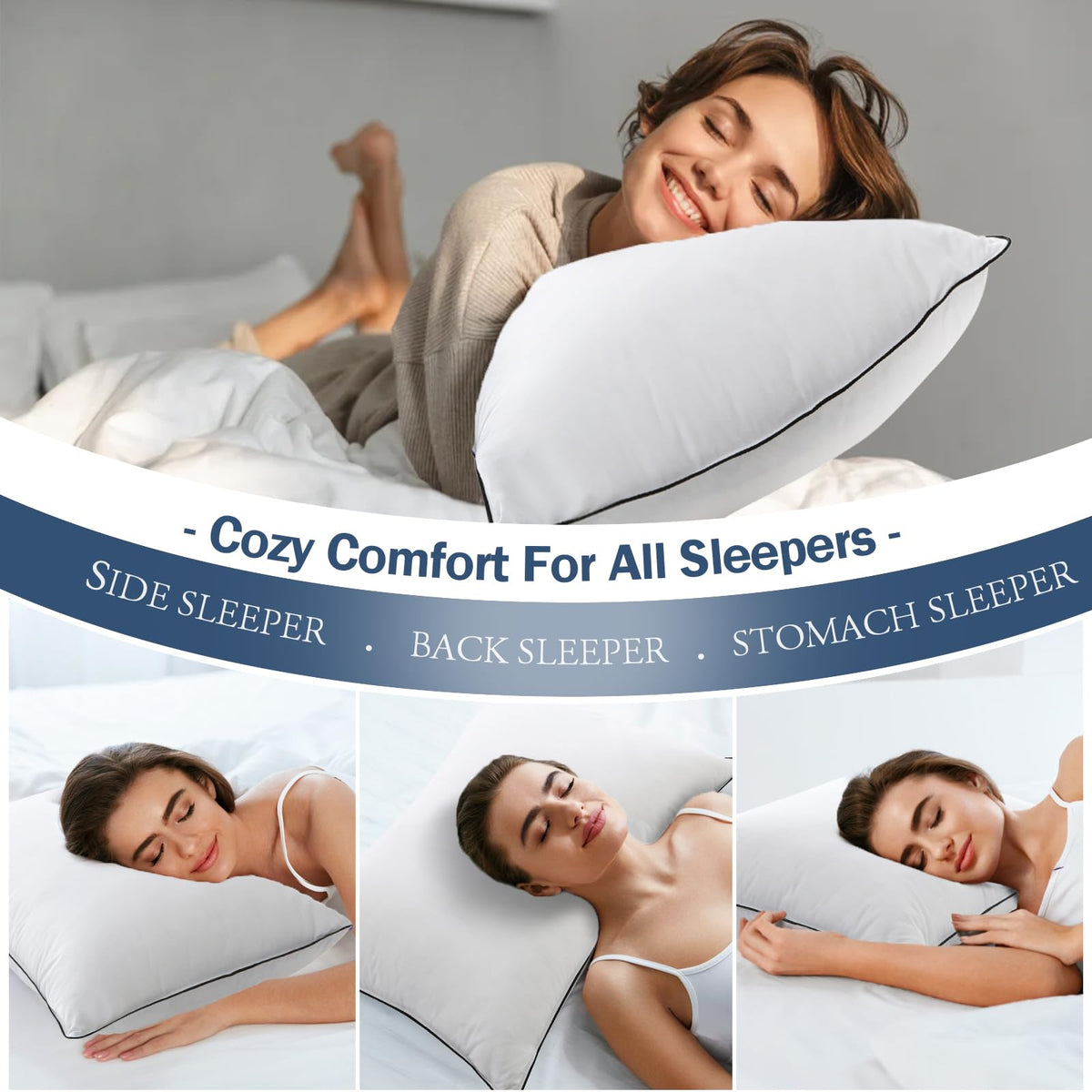 King Size Goose Feather Down Pillows Set of 2 G935