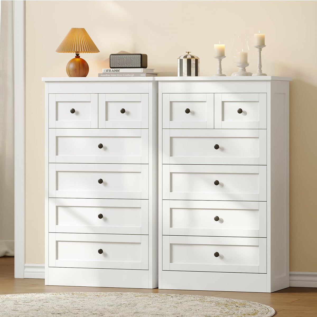 White 6 Drawer Wood Dresser V71235