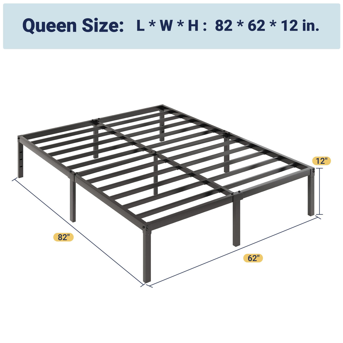 Queen 12 Inch Metal Bed Frame with Storage Space C603318