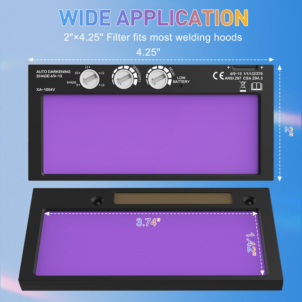 Auto Darkening Welding Lens Variable Shade 4/9-13 Z2594