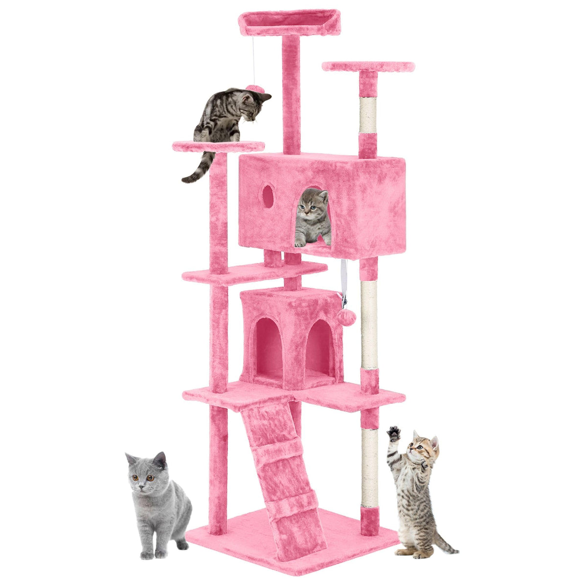 70 inch Multi-Level Cat Tree Tower with Scratching Posts B137508