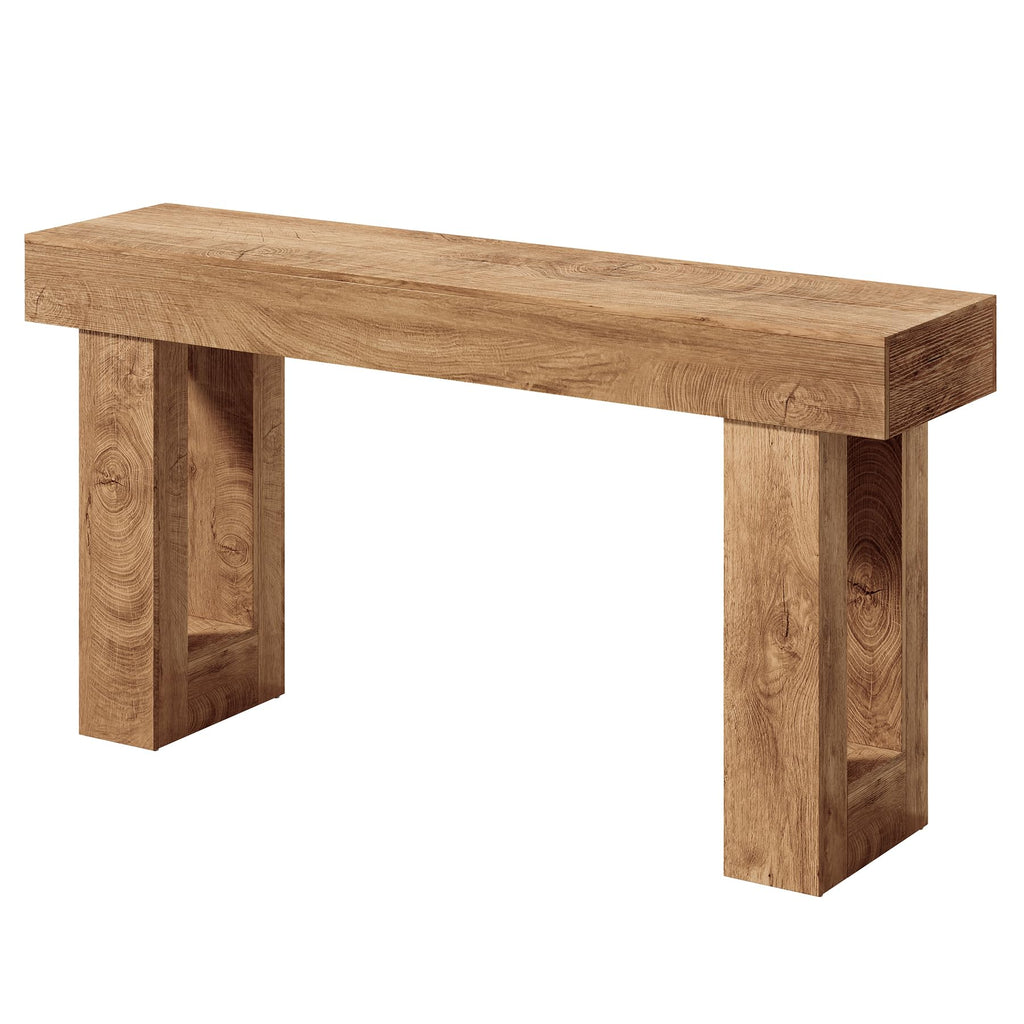 63 Inches Oak Color Wooden Console Table L420461