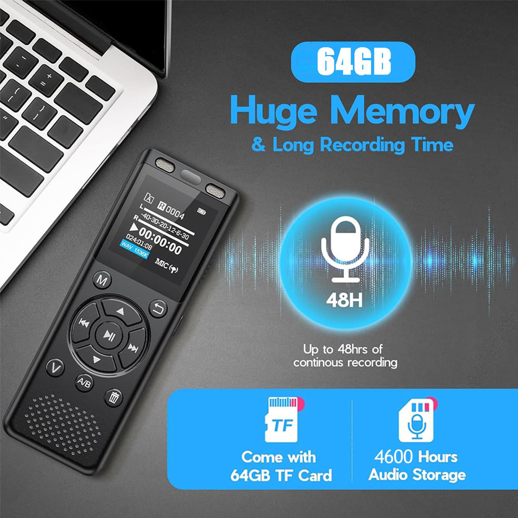 64GB Digital Voice Recorder with Playback D309793