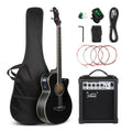Full Size 4 Strings Acoustic Electric Bass Guitar Kit Matte Black H570