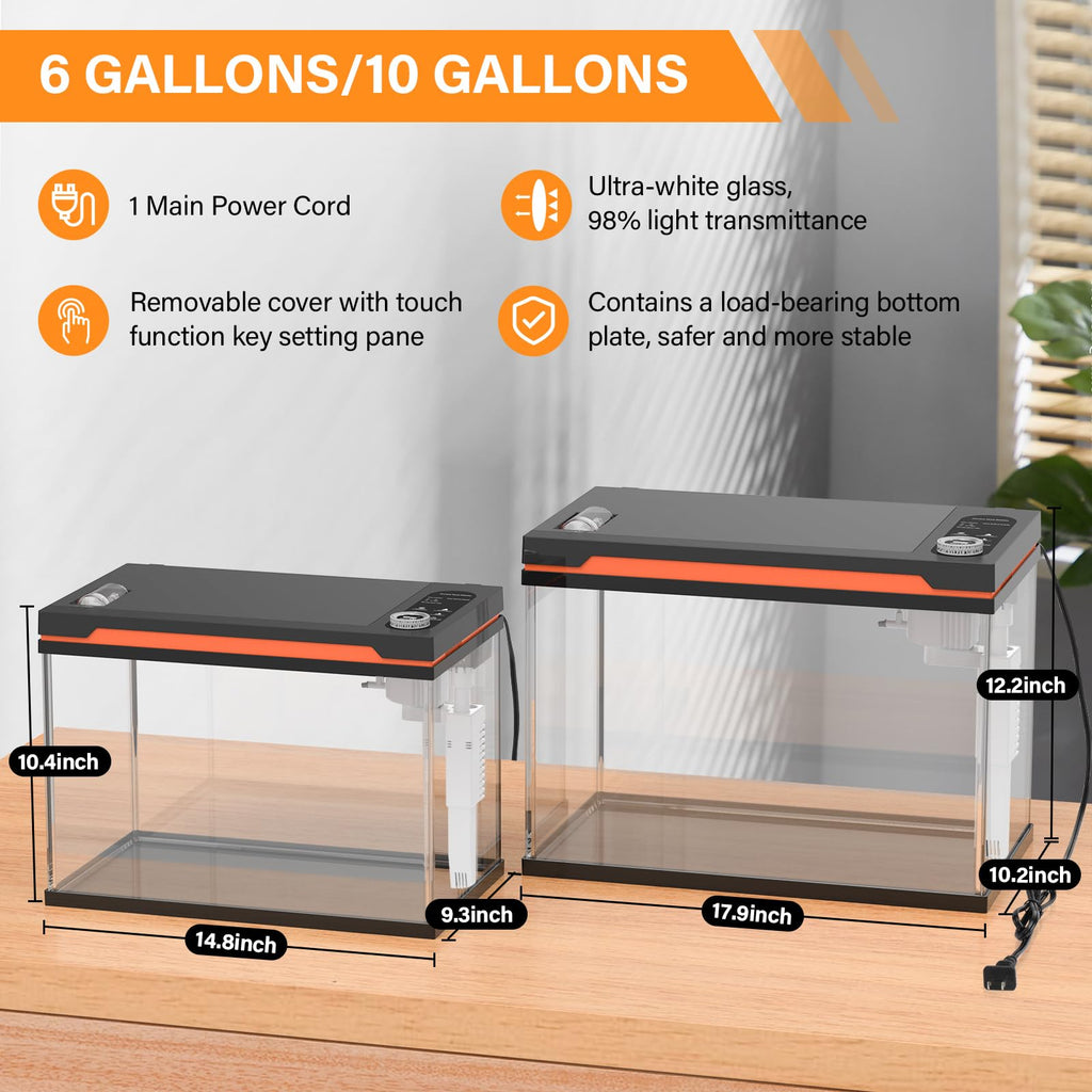10 Gallon Glass Aquarium Starter Kit with Light Heater Pump Filter X574