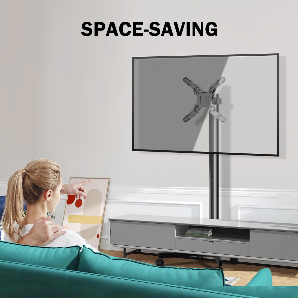 Rotating Rolling TV Stand on Wheels for 13-50" Flat/Curved TVs J14531