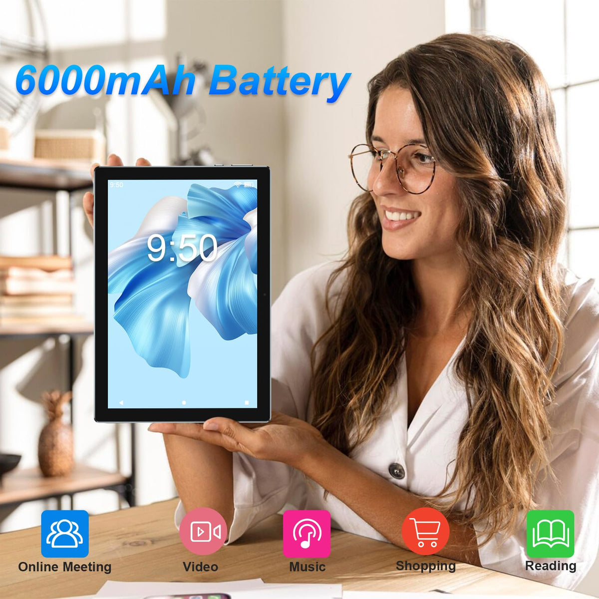 Android 15 Tablet 10 Inch 18GB RAM 128GB ROM Black H6216