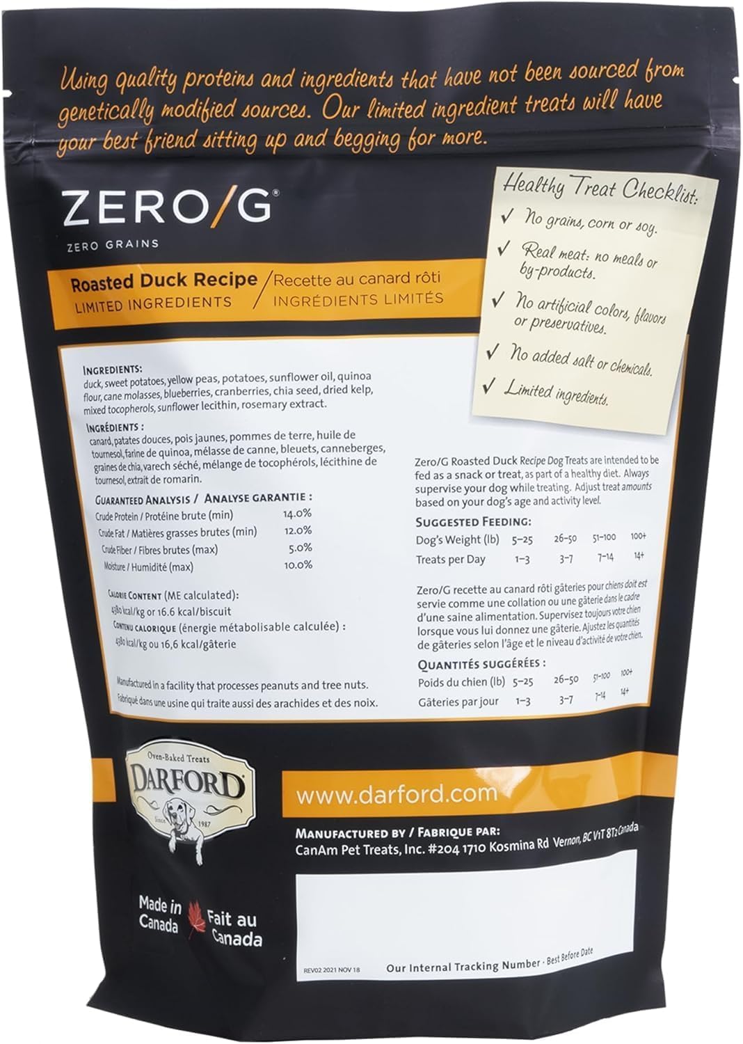 Roasted Duck Grain Free Dog Treats 2-Pack 36oz T9424