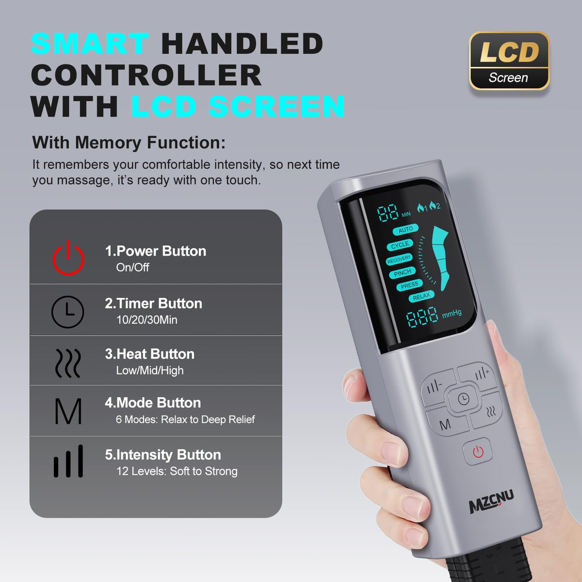 Black Leg Compression Massager with Heated Knee R468205
