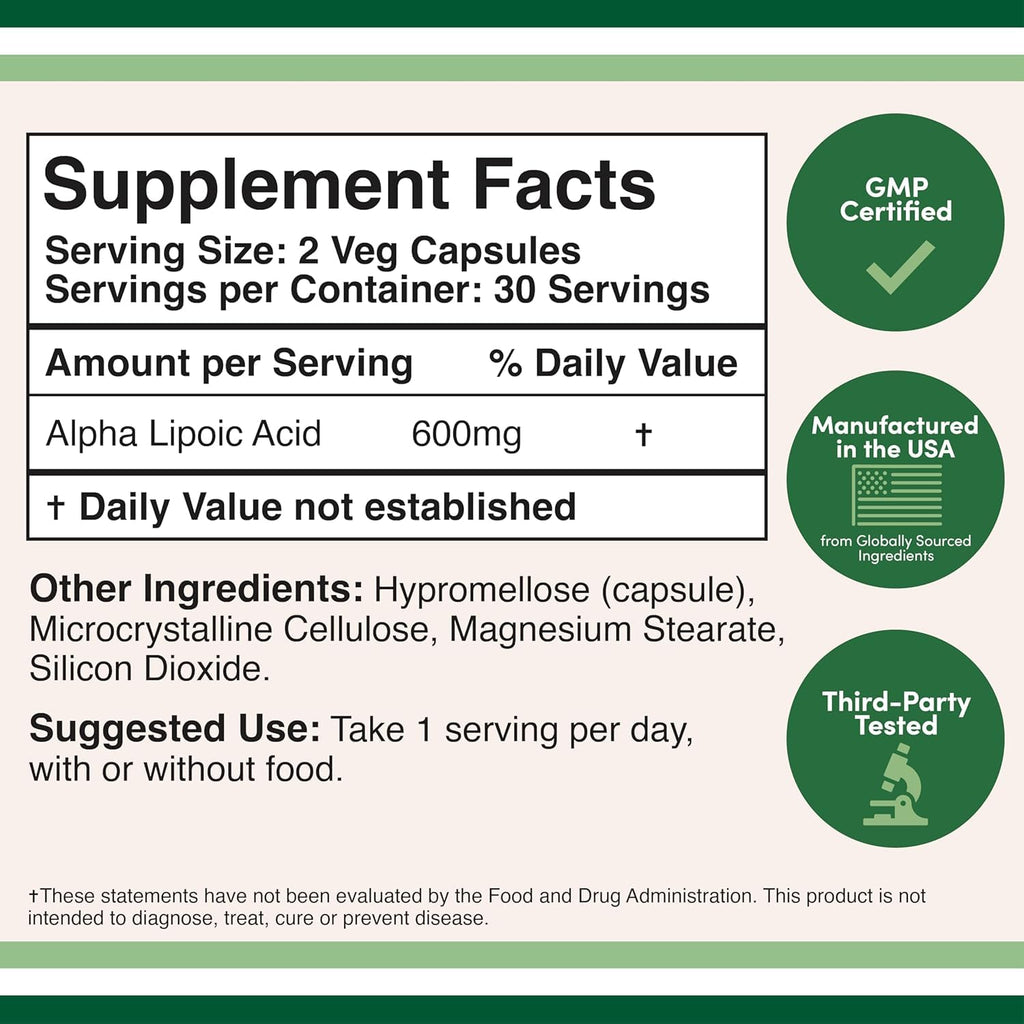 Alpha Lipoic Acid 600mg 60 Capsules F2641