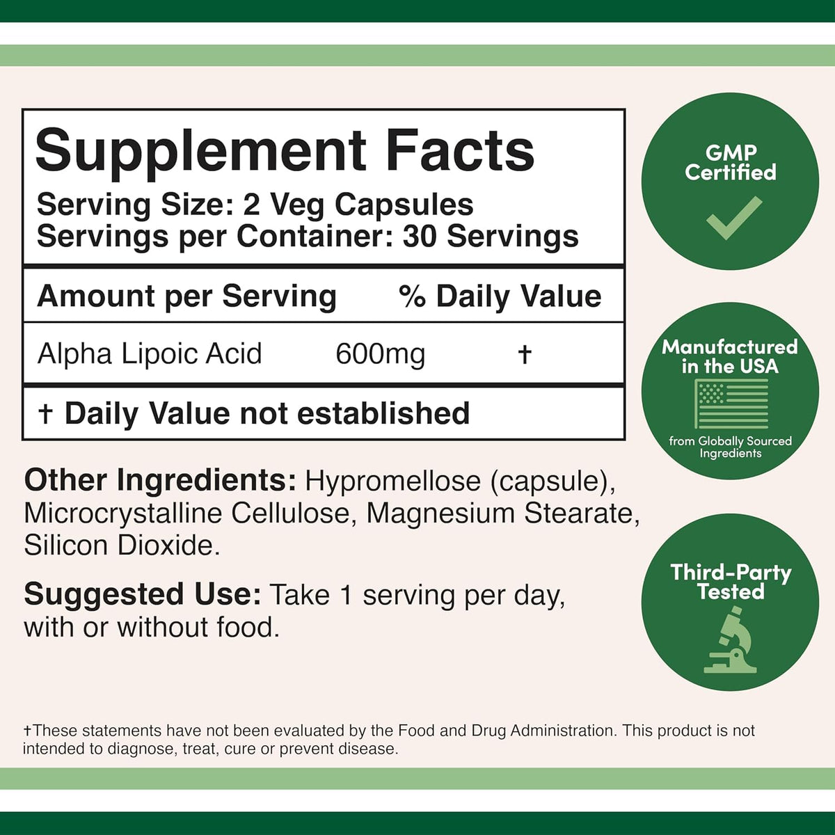 Alpha Lipoic Acid 600mg 60 Capsules F2641