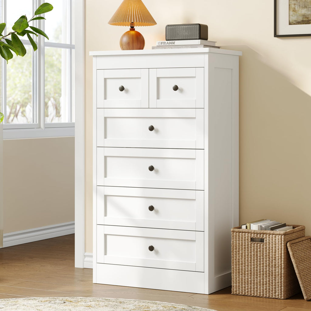 White 6 Drawer Wood Dresser V71235