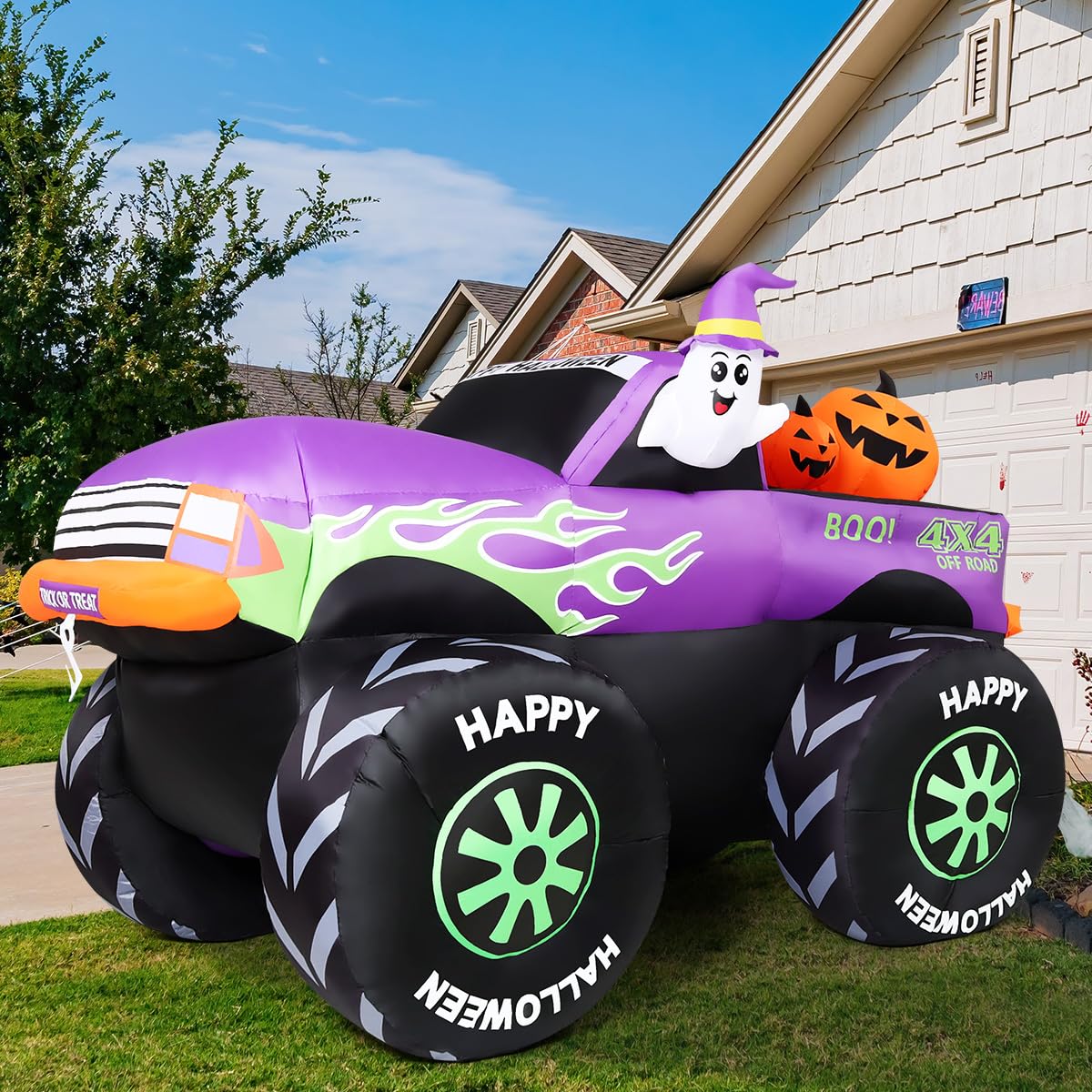 8 FT Halloween Inflatable Monster Truck with Built-in LEDs S187