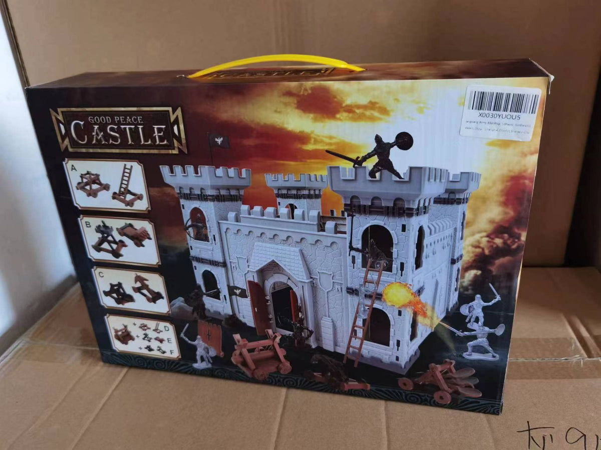 Medieval Castle Knights Action Figure Toy Playset with Catapult and Horse-Drawn Carriage D3254
