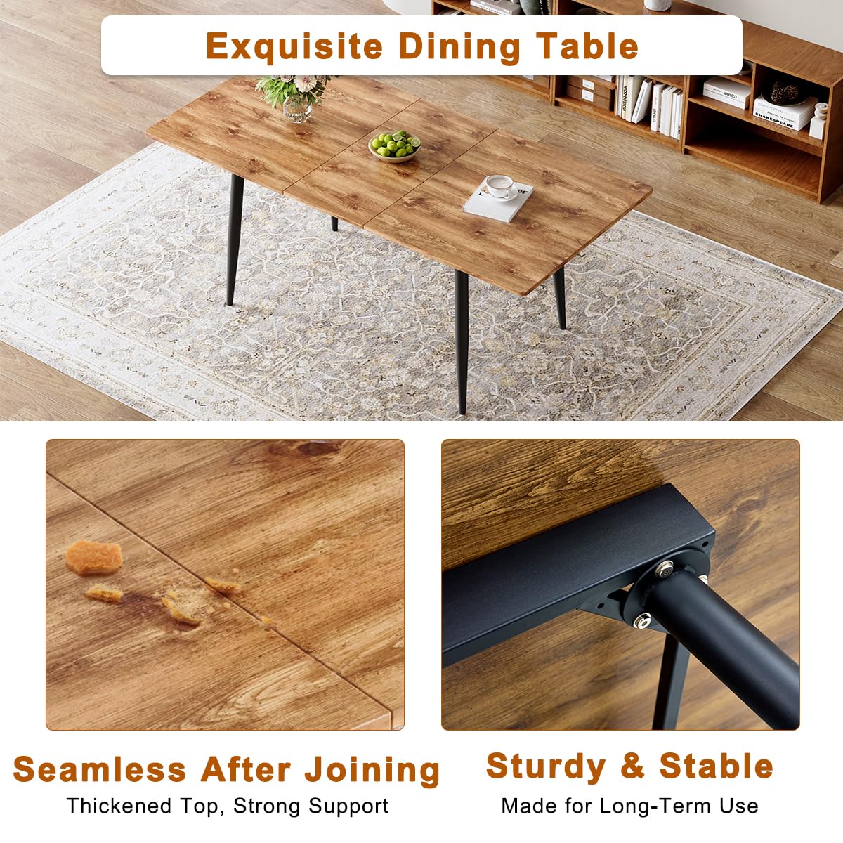 Extendable Dining Table Set for 8 Wood Upholstered Chairs L869