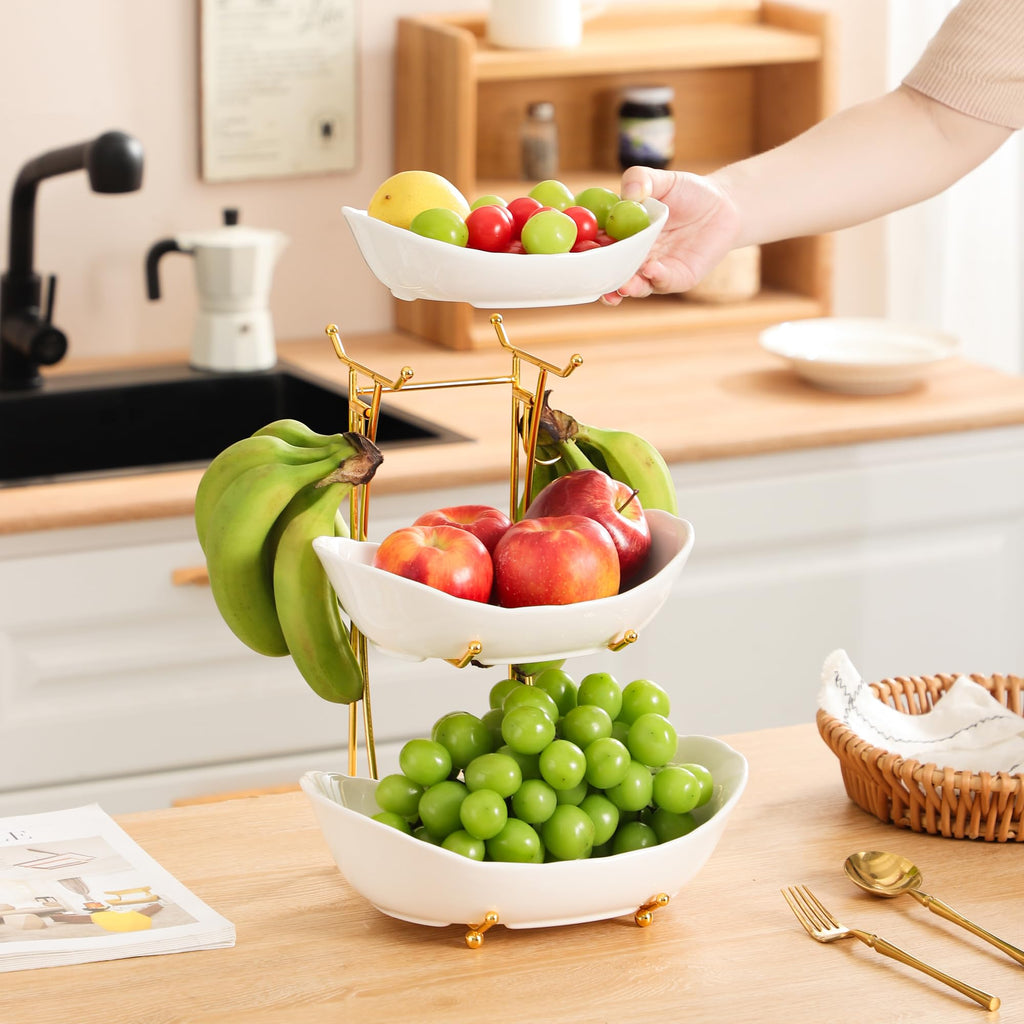3-Tier Ceramic Serving Bowl Set with Stand M607555