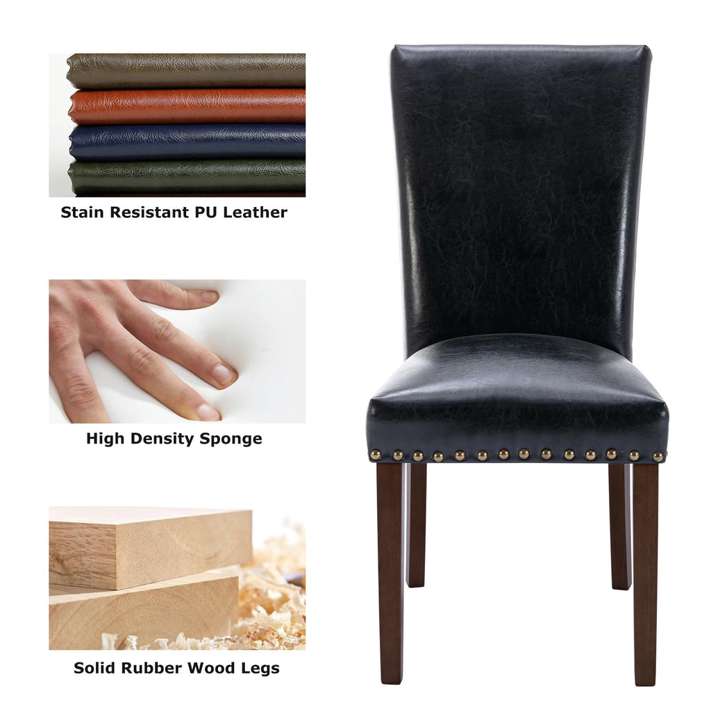 Black PU Leather Upholstered Dining Chairs Set of 6 D781