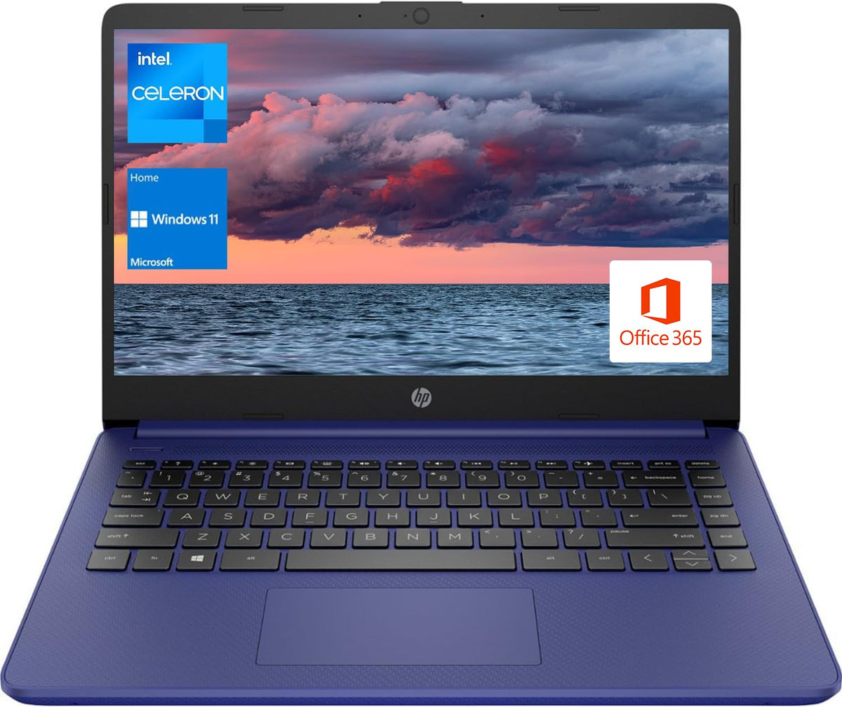 14" Portable Laptop, Intel Quad-Core, 16GB RAM, 64GB eMMC, Windows 11, Blue O838312