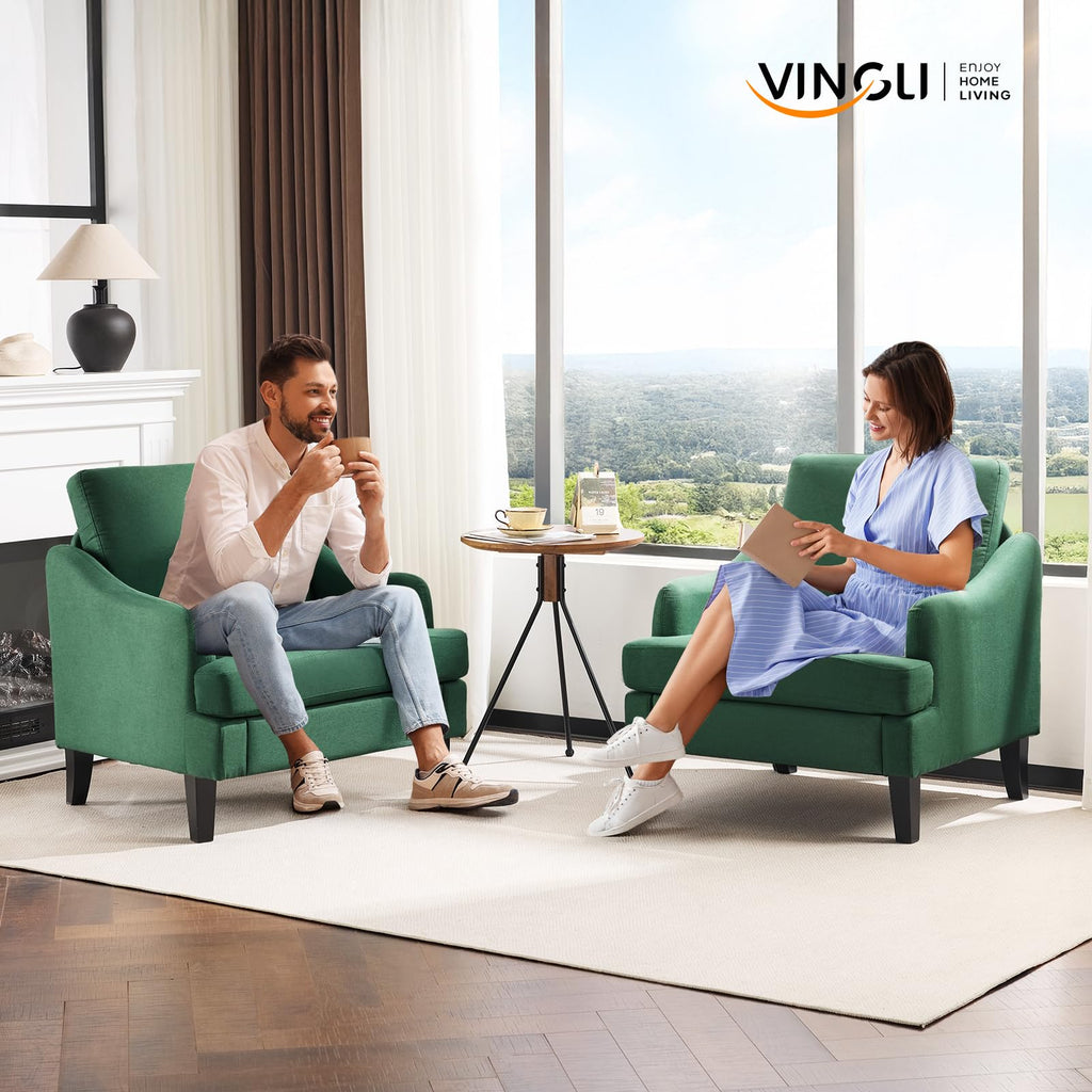 Green Linen Fabric Accent Chairs Set of 2 D608804