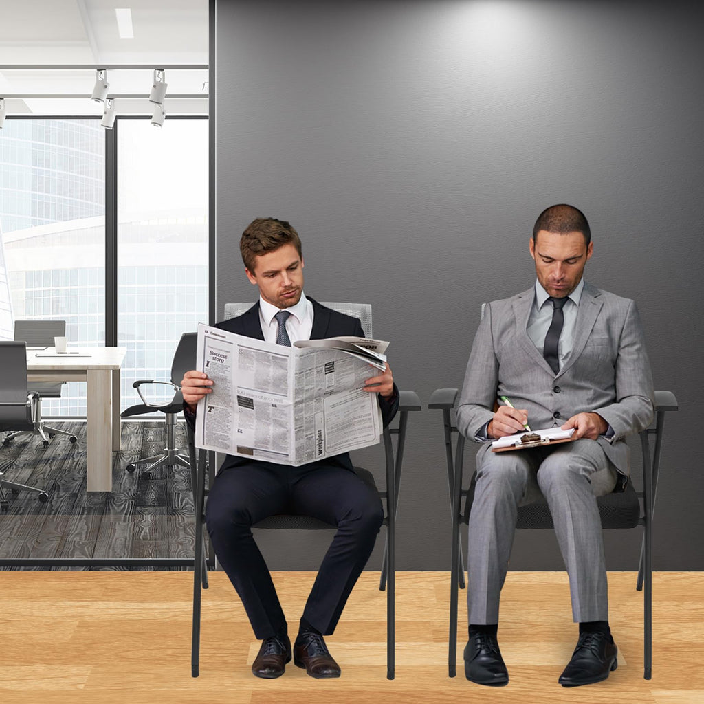 Grey Stackable Folding Mesh Office Chair with Arms Y662