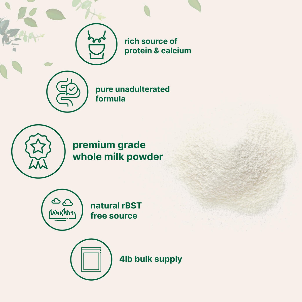 Whole Milk Powder 4 lb Pasture-Raised rBST-Free Non-GMO Gluten-Free S808