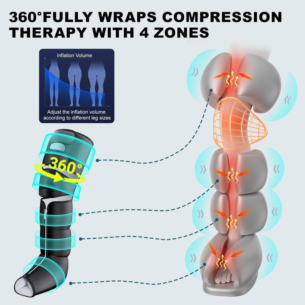 Black Leg Compression Massager with Heated Knee R468205