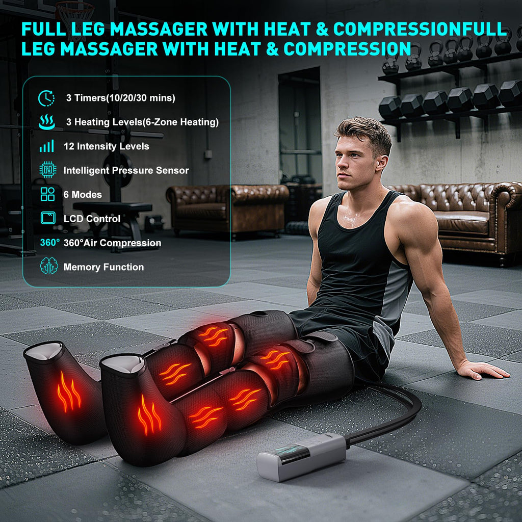 Black Leg Compression Massager with Heated Knee R468205