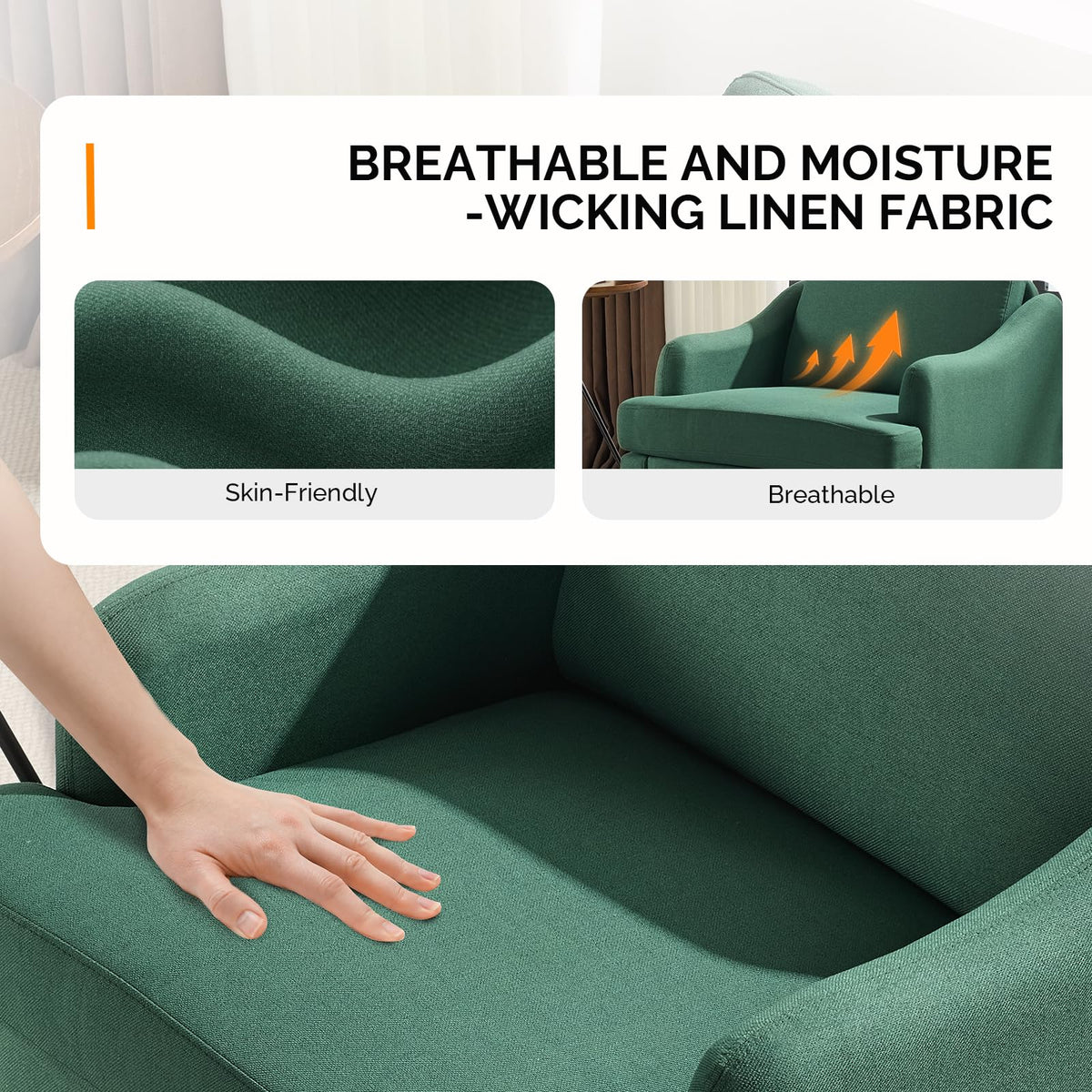 Green Linen Fabric Accent Chairs Set of 2 D608804