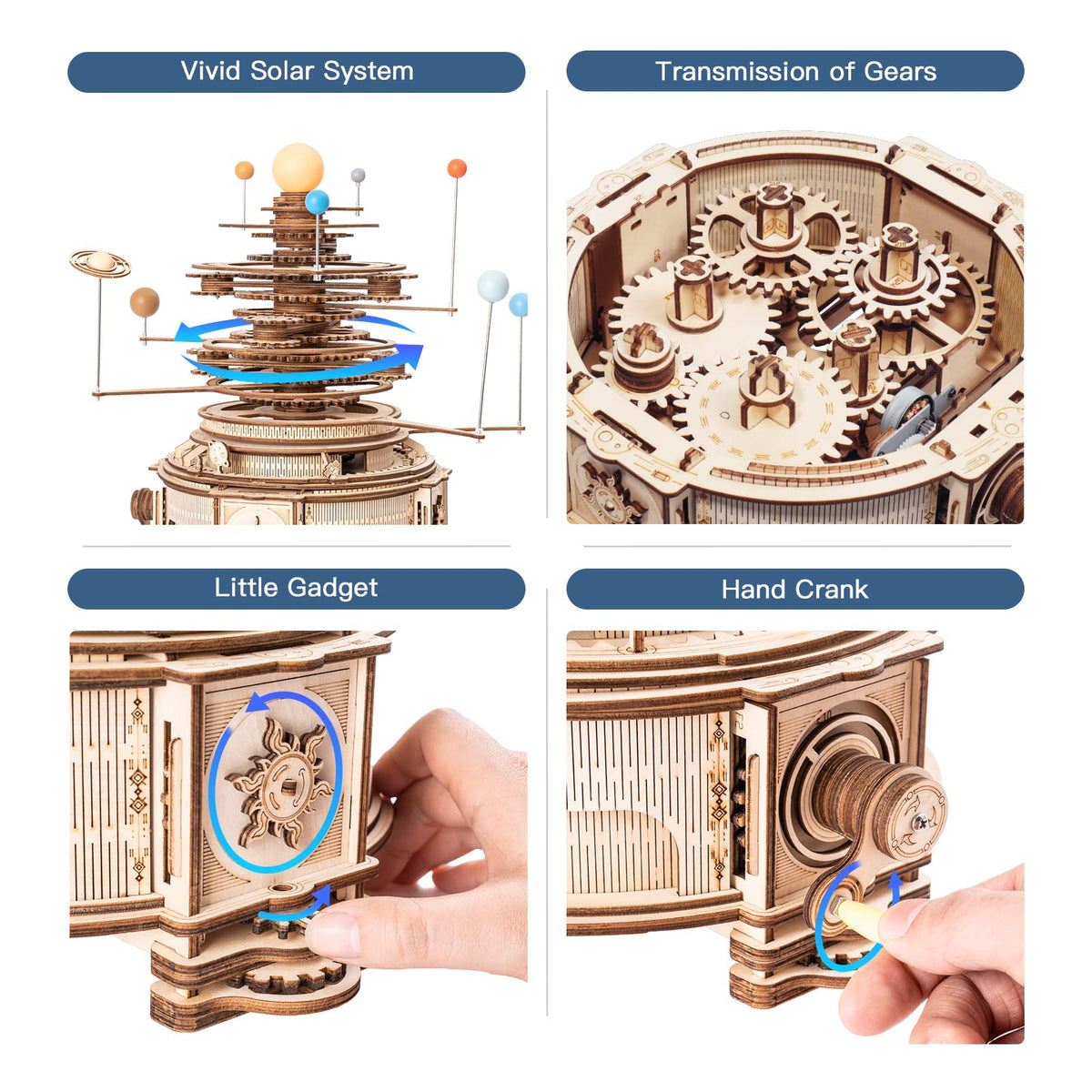 3D Wooden Puzzle Mechanical Building Set 8 Orbiting Planets C958