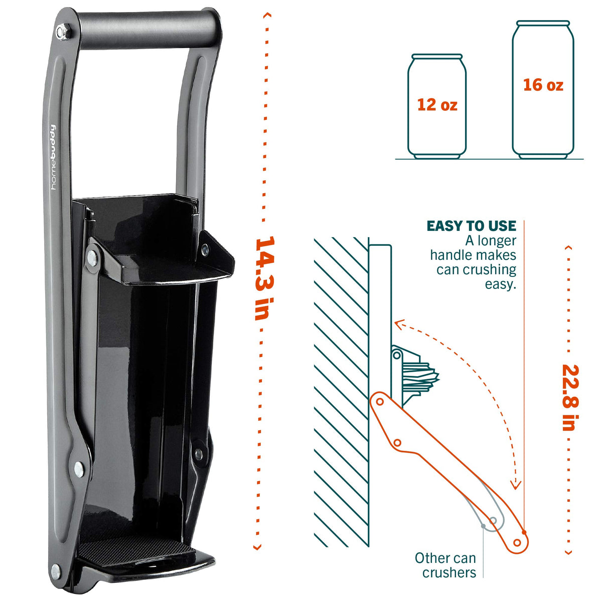 12 Oz. and 16 Oz. Wall Mounted Can Crusher K867