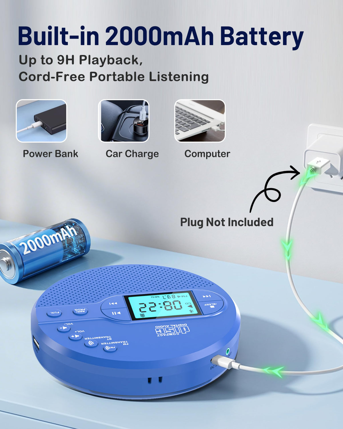Portable CD Player with FM Transmitter & Speaker F13238