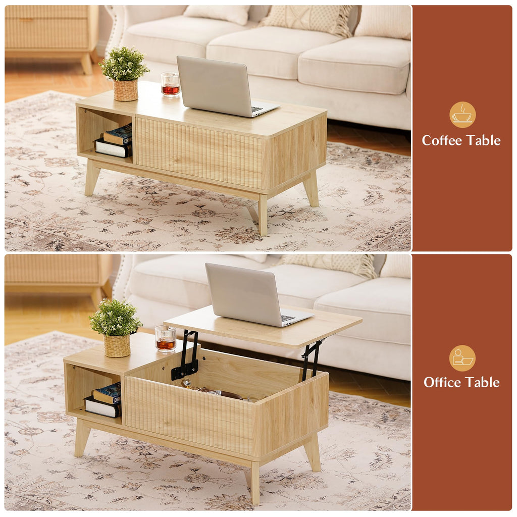 Fluted Lift Top Coffee Table with Storage I562