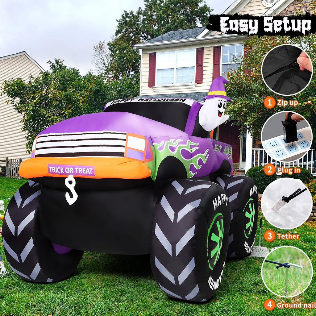 8 FT Halloween Inflatable Monster Truck with Built-in LEDs S187