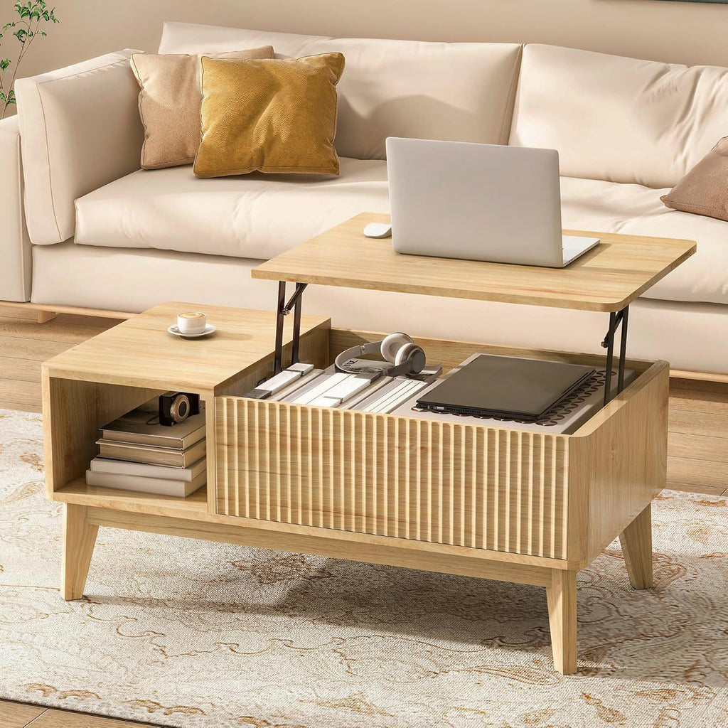 Fluted Lift Top Coffee Table with Storage I562