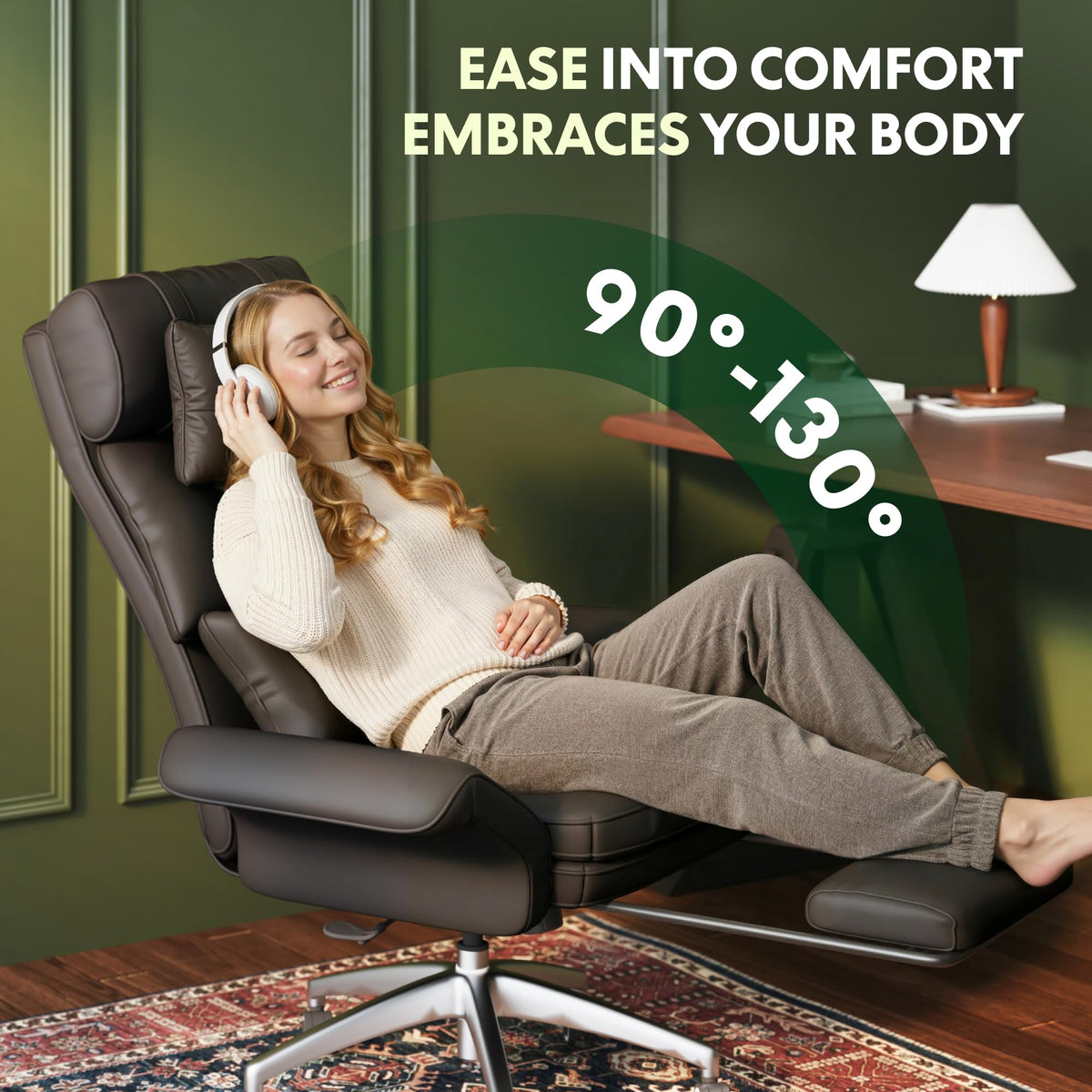 Oversized Brown Convertible Office Chair I119412