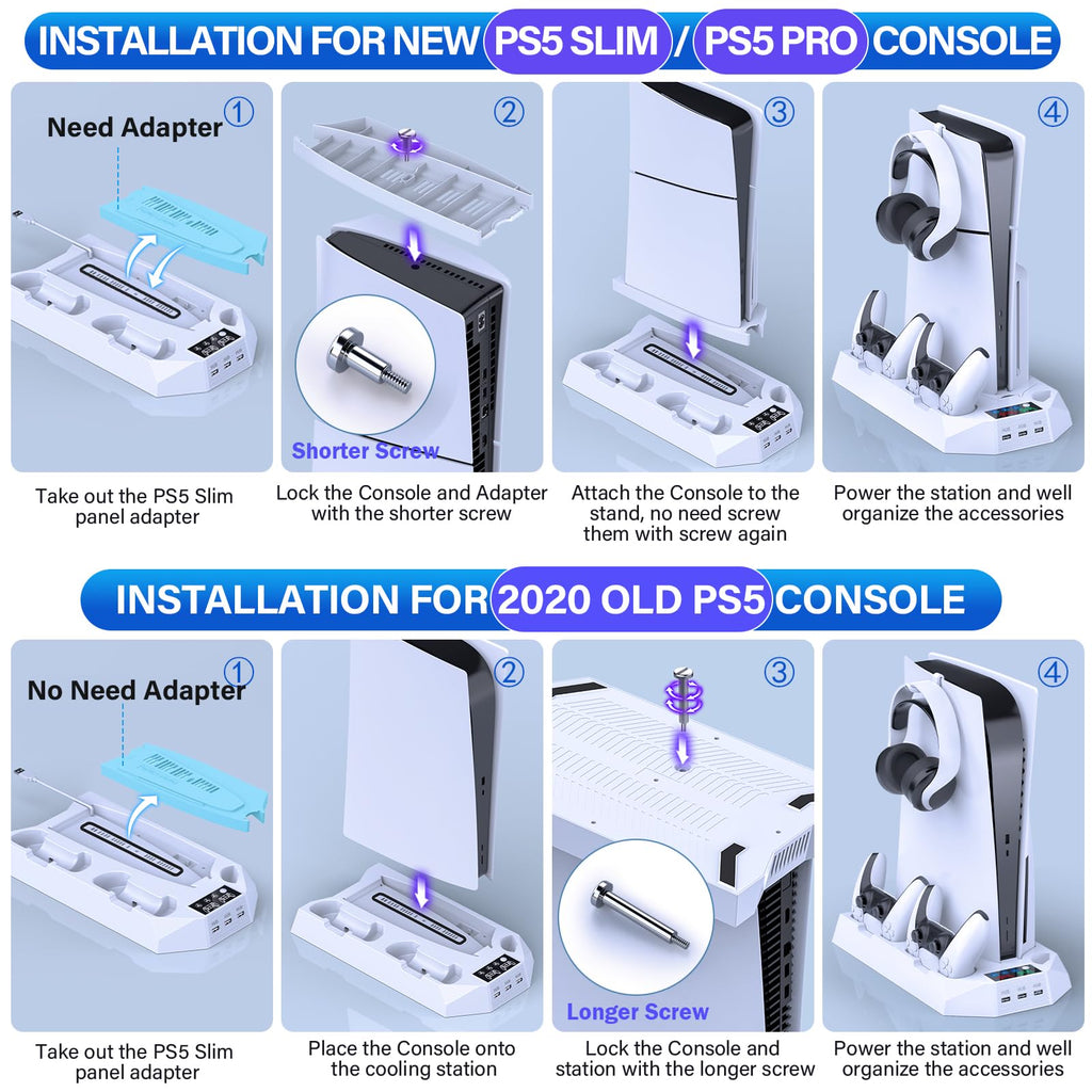 PS5 Cooling Stand with Controller Charging Station, White T8833
