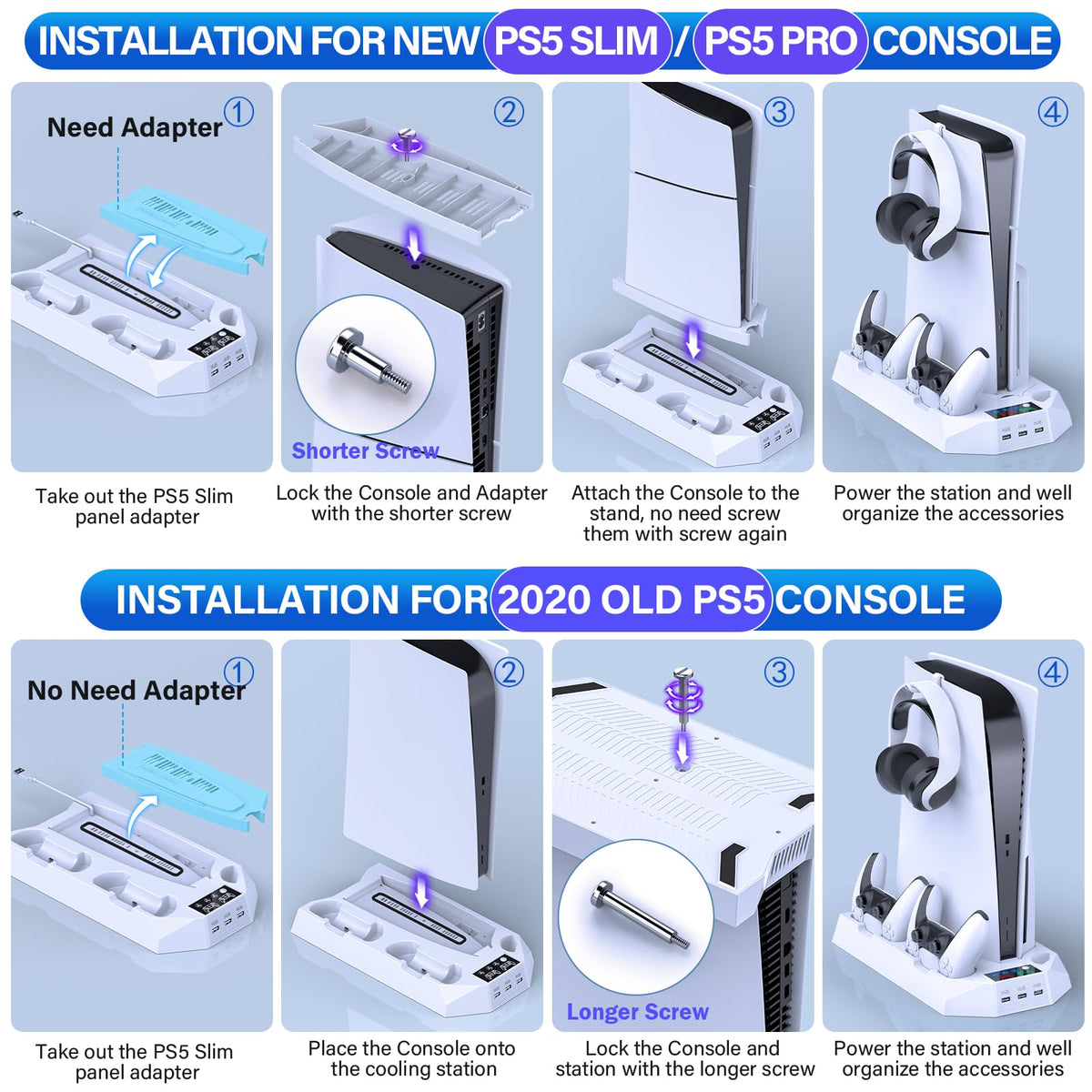 PS5 Cooling Stand with Controller Charging Station, White T8833
