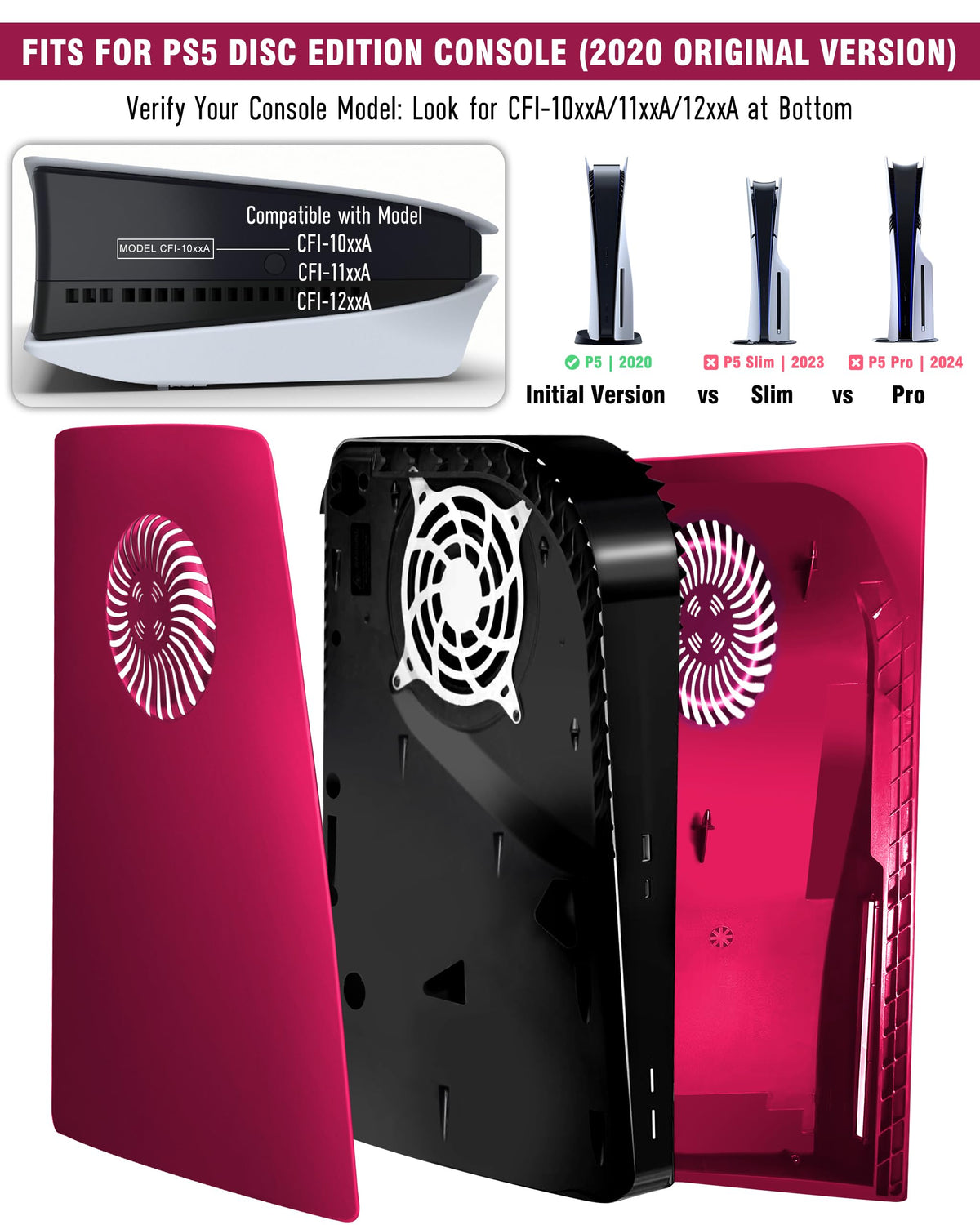 Cosmic Red Vented Faceplate for PS5 Disc Edition B88847